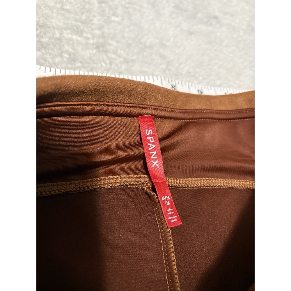 Spanx Faux Suede Legging Medium Brown Stretch Comfort Slimming - Picture 7 of 8